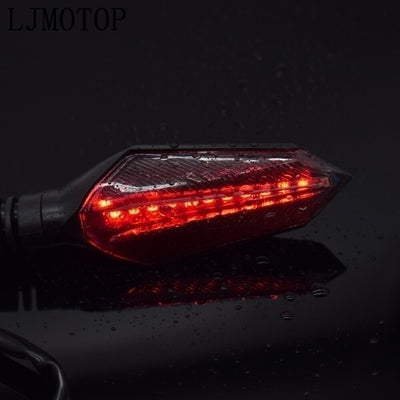 A Universal Motorcycle LED Turn Signal Sequential Flow providing safety on a black background.