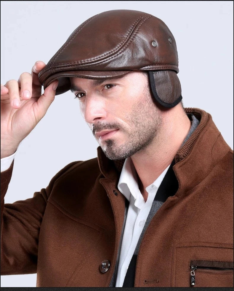 ALR™ Cowhide Leather Hat – Winter Beret