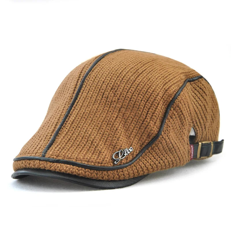 ALR™ Knitted Beret Leather Flat Cap