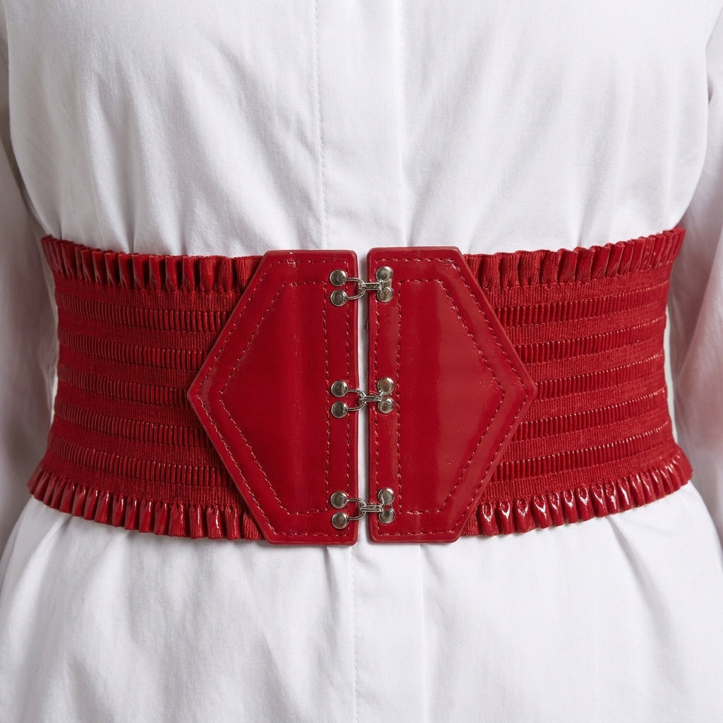 Ruffle Edge Corset Waist Belt — detail view
