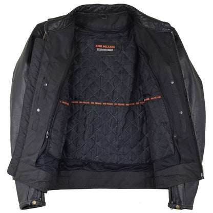 Vance Leather Reflective Skull Premium Cowhide Leather Motorcycle Jacket