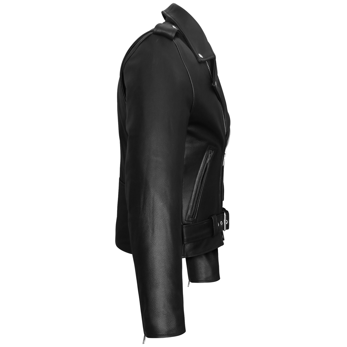 Vance Classic Police Style Black Leather Motorcycle Jacket with Quilted Liner