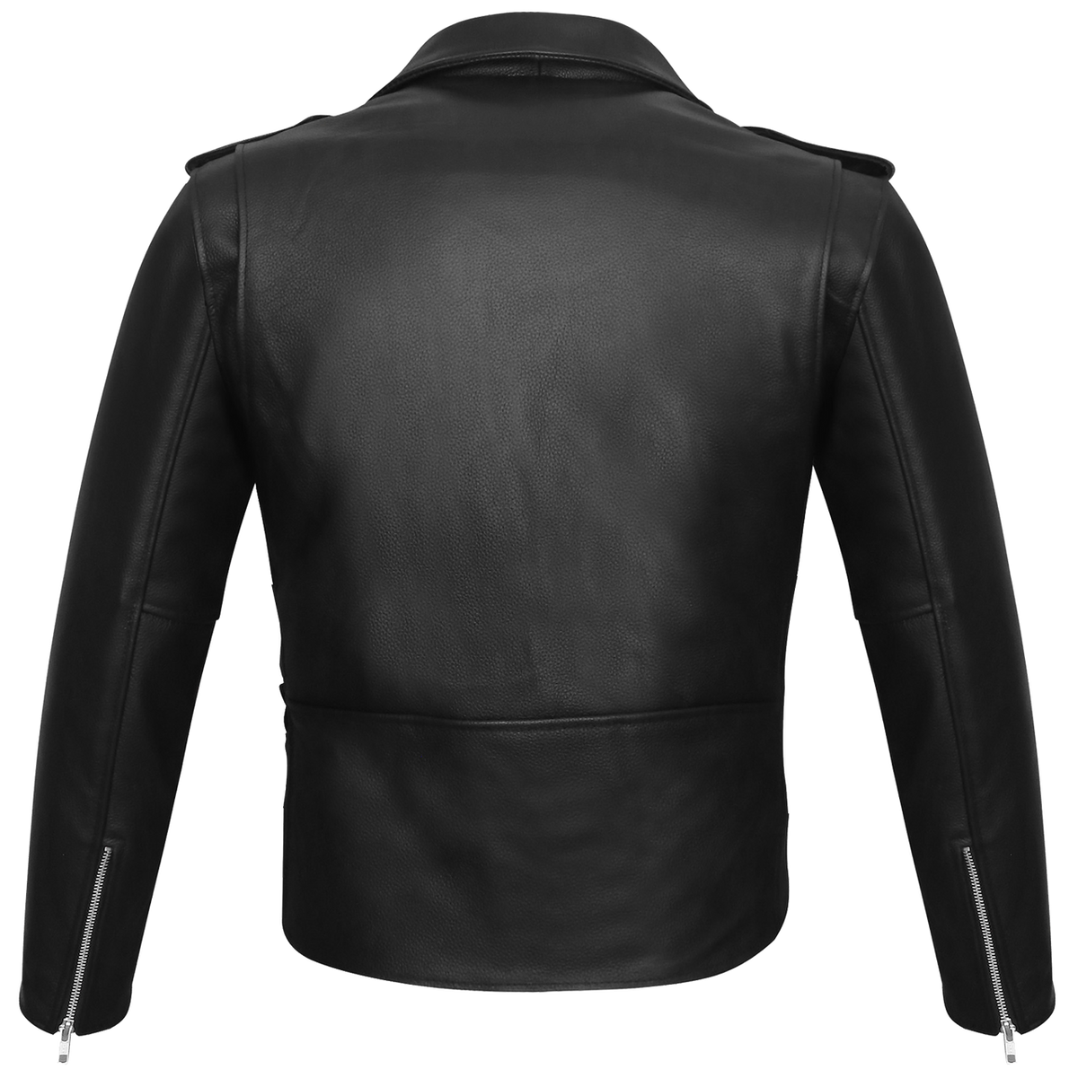 Vance Classic Police Style Black Leather Motorcycle Jacket with Quilted Liner