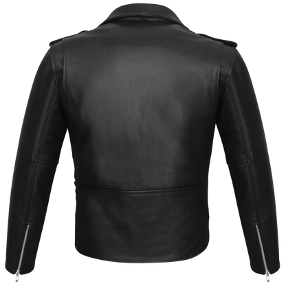 Vance Classic Police Style Black Leather Motorcycle Jacket with Quilted Liner