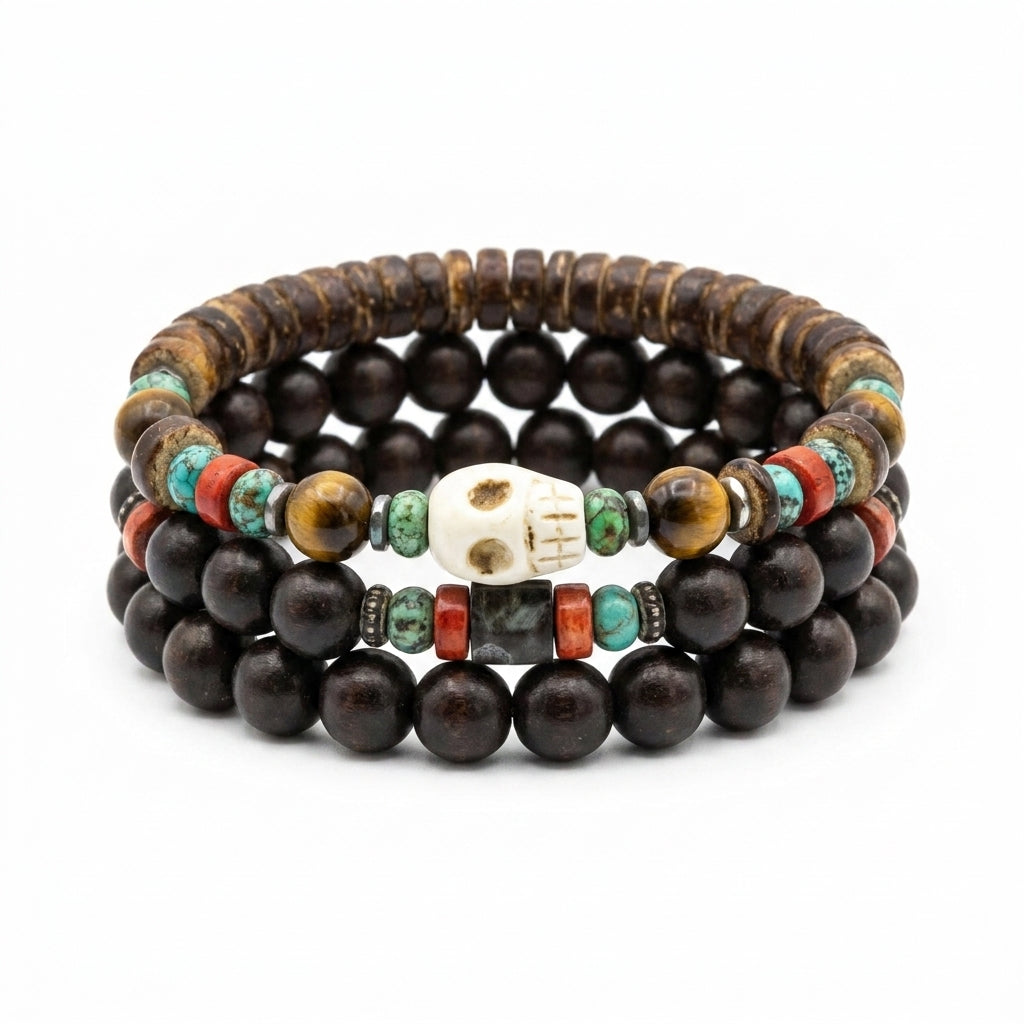 Stainless Steel Biker Ring - Hot Selling Vintage Beaded Bracelets Men