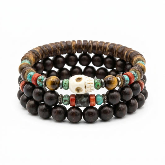 Stainless Steel Biker Ring - Hot Selling Vintage Beaded Bracelets Men