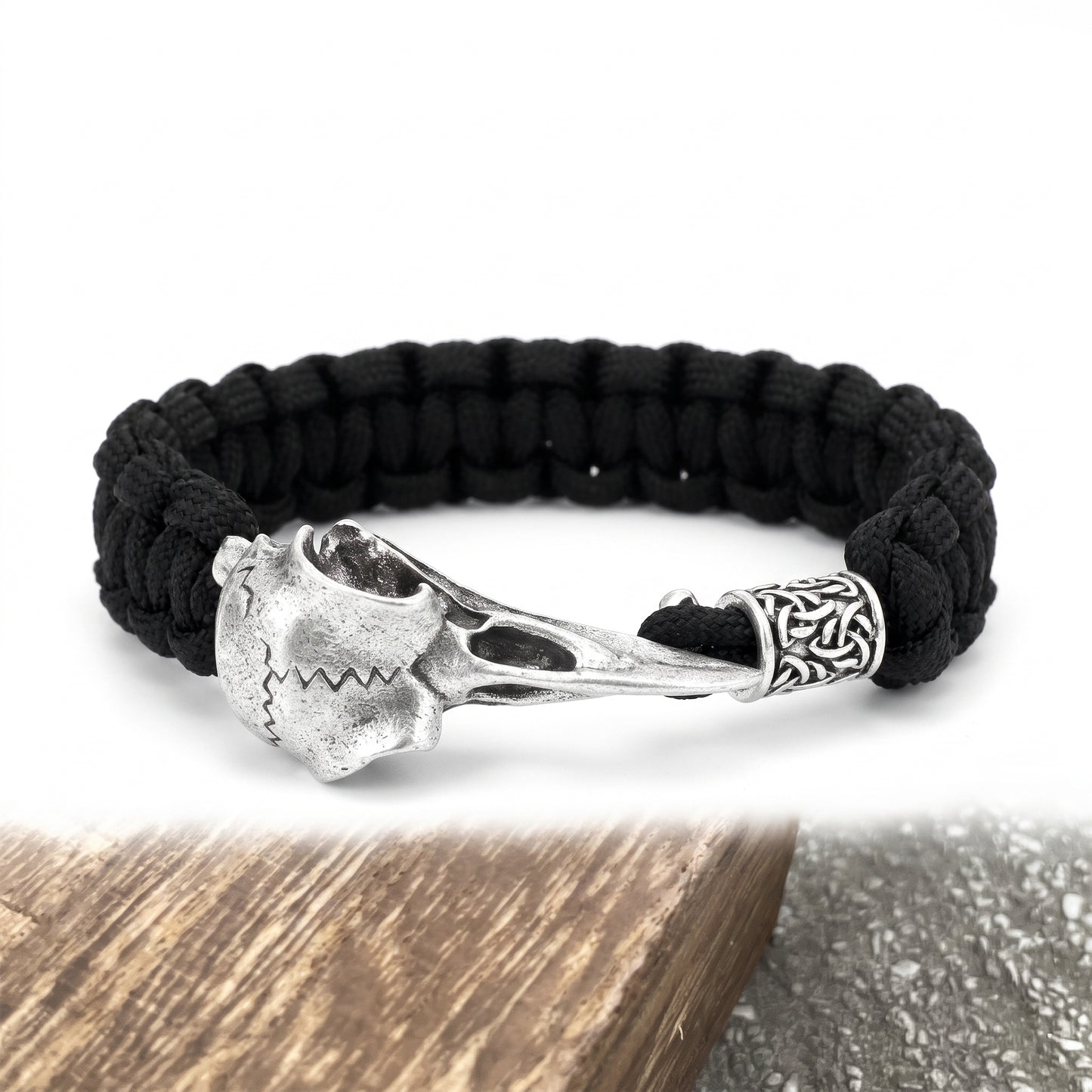 Stainless Steel Biker Ring - Retro Viking Odin Raven Skull Bracelet Me