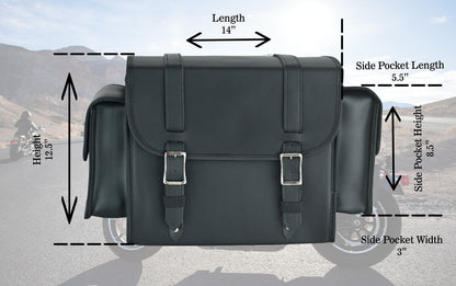 Vance Medium Black Plain Motorcycle Sissy Bar Bag for Harley Davidson Motorcycles