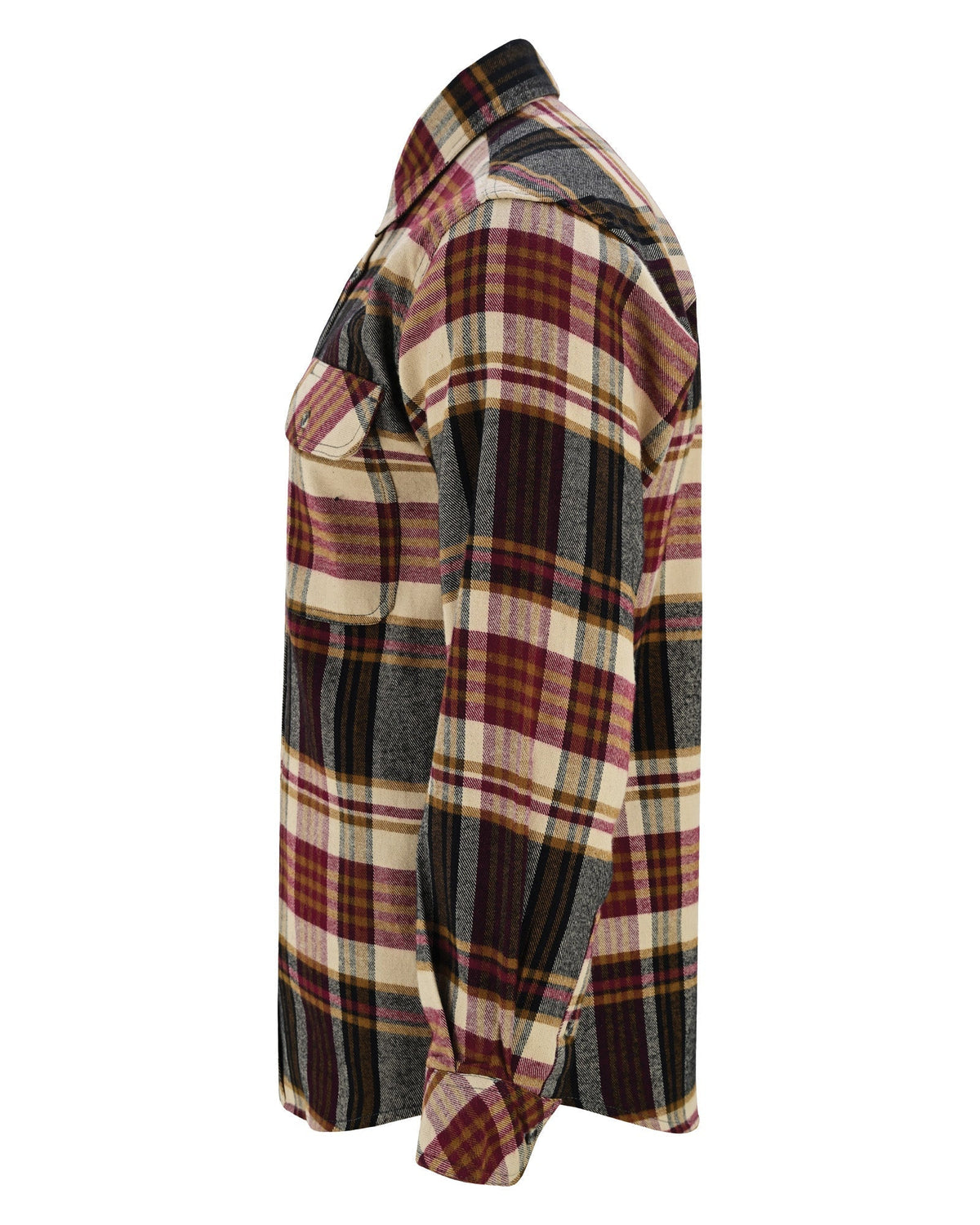 Vance Leather VB1718MCr Men's Cedarwood Plaid Long Sleeve Plaid Button Down Casual Flannel Shirt, 100% Cotton, Corduroy Cuffs
