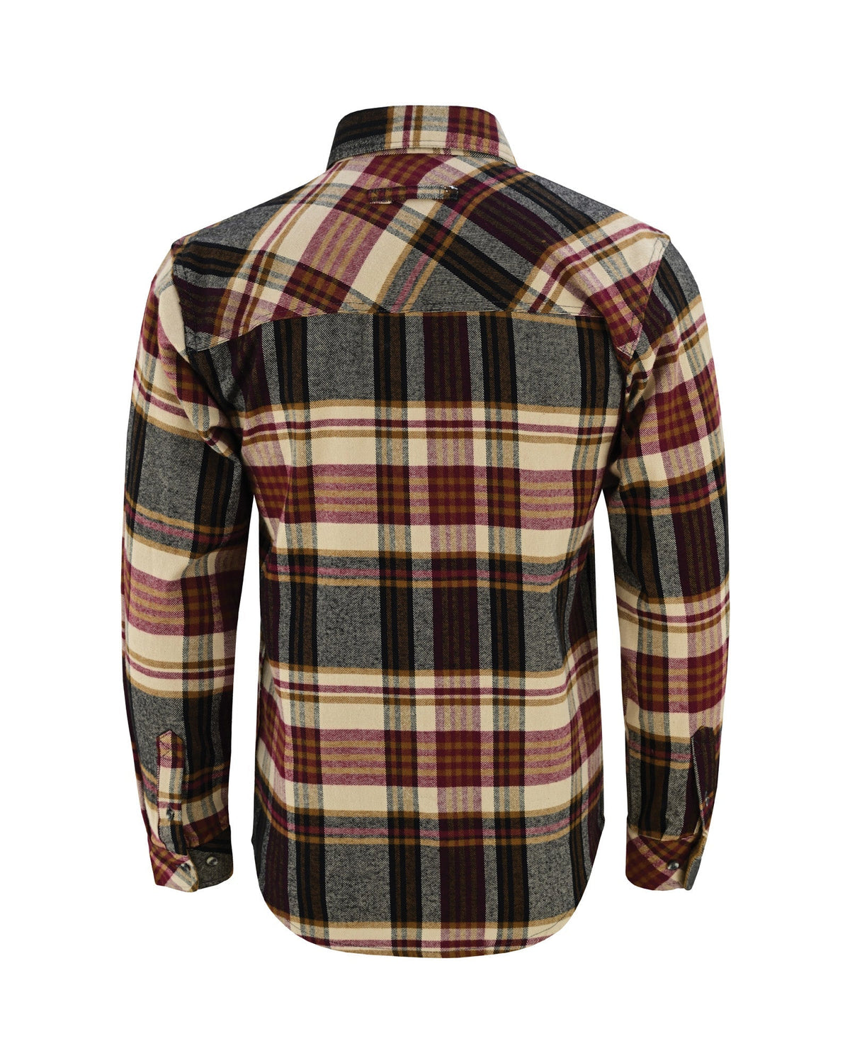Vance Leather VB1718MCr Men's Cedarwood Plaid Long Sleeve Plaid Button Down Casual Flannel Shirt, 100% Cotton, Corduroy Cuffs