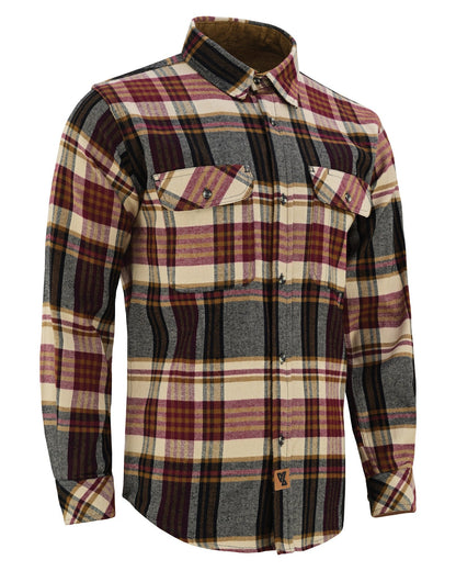 Vance Leather VB1718MCr Men's Cedarwood Plaid Long Sleeve Plaid Button Down Casual Flannel Shirt, 100% Cotton, Corduroy Cuffs