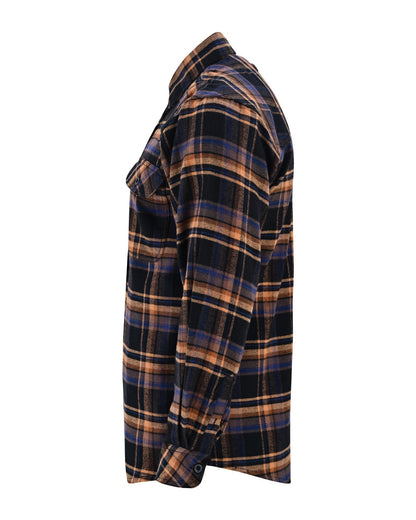 Vance Leather VB1712BT Men's Lumberjacket Midnight Rust Long Sleeve Plaid Button Down Casual Flannel Shirt, 100% Cotton, Corduroy Cuffs