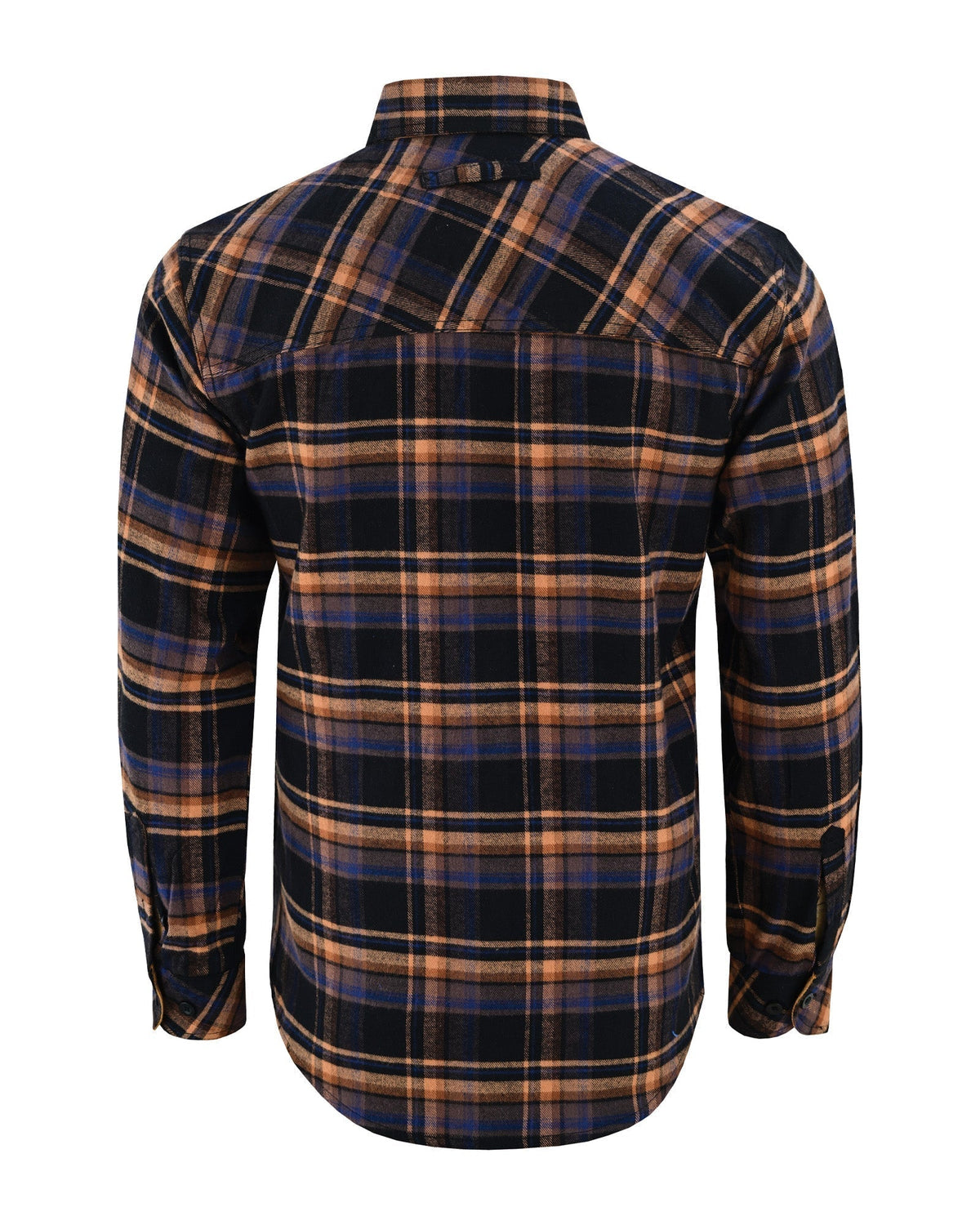 Vance Leather VB1712BT Men's Lumberjacket Midnight Rust Long Sleeve Plaid Button Down Casual Flannel Shirt, 100% Cotton, Corduroy Cuffs