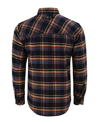 Vance Leather VB1712BT Men's Lumberjacket Midnight Rust Long Sleeve Plaid Button Down Casual Flannel Shirt, 100% Cotton, Corduroy Cuffs