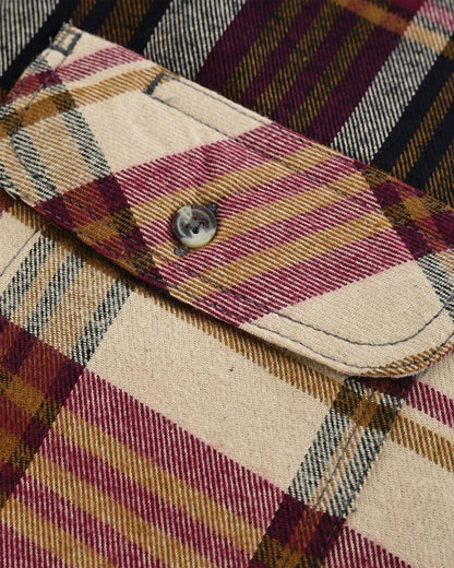 Vance Leather VB1718MCr Men's Cedarwood Plaid Long Sleeve Plaid Button Down Casual Flannel Shirt, 100% Cotton, Corduroy Cuffs