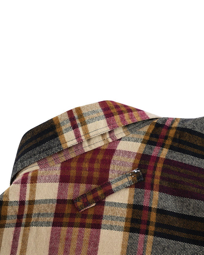 Vance Leather VB1718MCr Men's Cedarwood Plaid Long Sleeve Plaid Button Down Casual Flannel Shirt, 100% Cotton, Corduroy Cuffs