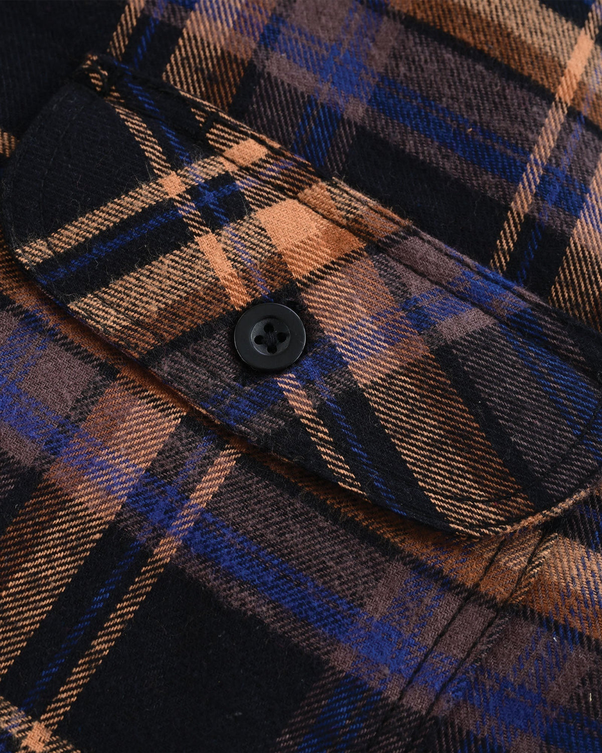 Vance Leather VB1712BT Men's Lumberjacket Midnight Rust Long Sleeve Plaid Button Down Casual Flannel Shirt, 100% Cotton, Corduroy Cuffs