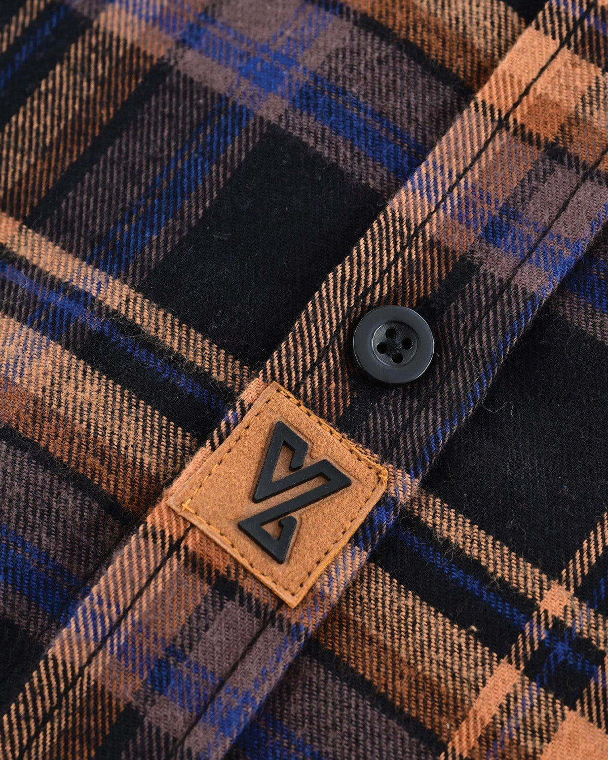 Vance Leather VB1712BT Men's Lumberjacket Midnight Rust Long Sleeve Plaid Button Down Casual Flannel Shirt, 100% Cotton, Corduroy Cuffs