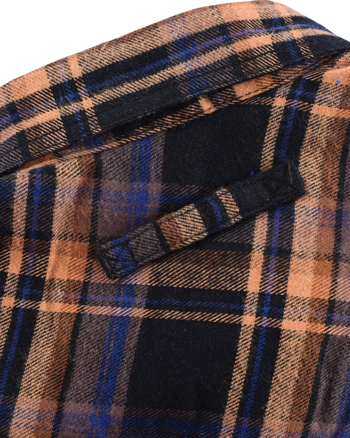 Vance Leather VB1712BT Men's Lumberjacket Midnight Rust Long Sleeve Plaid Button Down Casual Flannel Shirt, 100% Cotton, Corduroy Cuffs