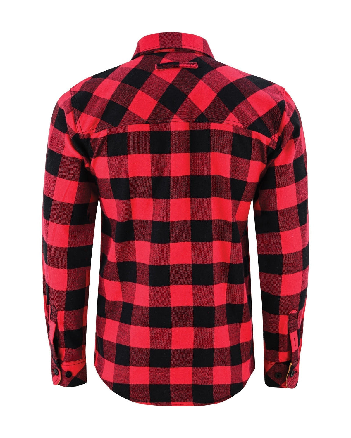 Vance Leather VB1710Br Men's Classic Red Long Sleeve Plaid Button Down Casual Flannel Shirt, 100% Cotton, Corduroy Cuffs