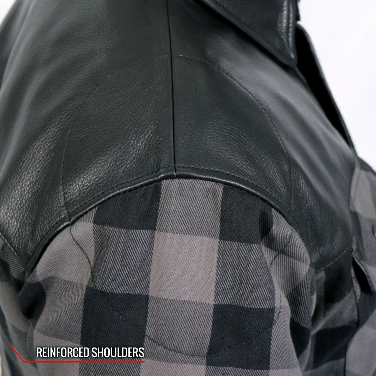 Hot Leathers Men's Kevlar Reinforced Leather Grey and Black Flannel