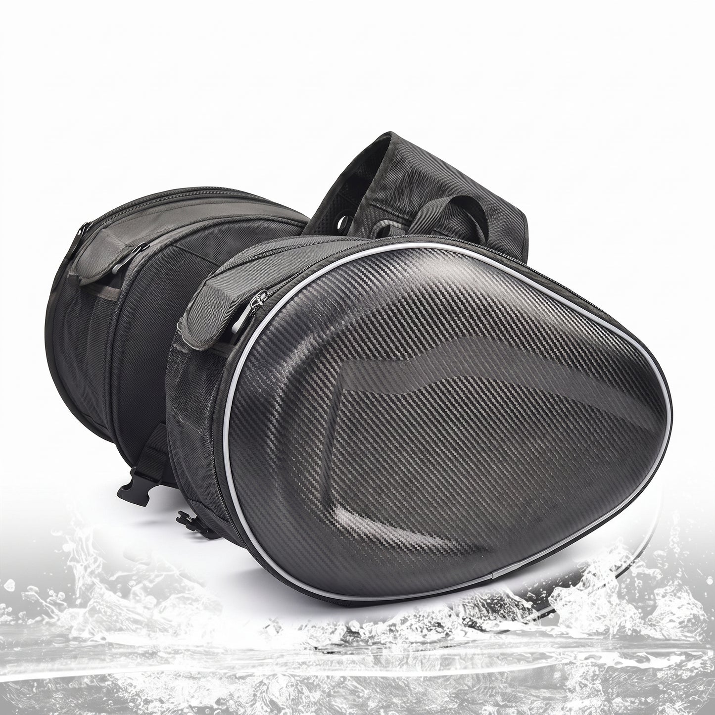 Leather Motorcycle Bag - Black 36-58L Motorcycle Saddlebags Waterproof