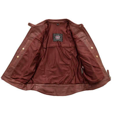 First Manufacturing Jada - Women's Perforated Leather Motorcycle Jacket, Oxblood