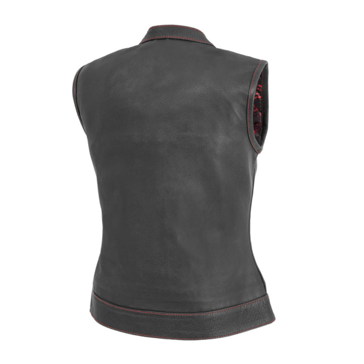 First Manufacturing Jessica - Women's Motorcycle Leather Vest, Black/Red