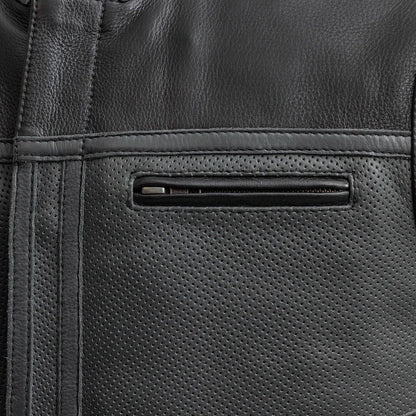 Two Tone Lowrider Perforated Men's Leather Vest Men's Perforated Leather Vest Vests