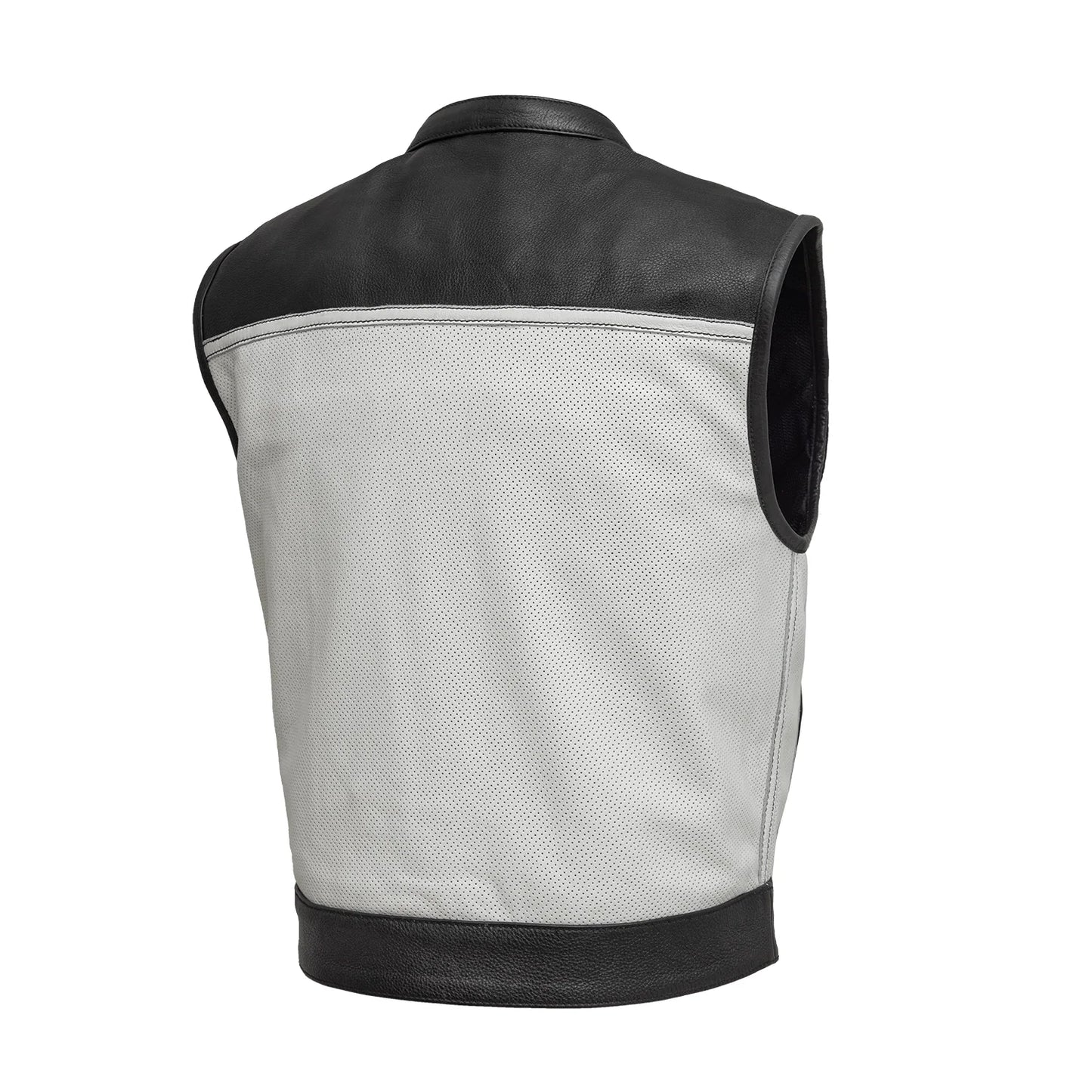 Two Tone Lowrider Perforated Men's Leather Vest Men's Perforated Leather Vest Vests