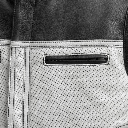 Two Tone Lowrider Perforated Men's Leather Vest Men's Perforated Leather Vest Vests