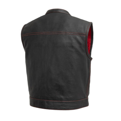 First Manufacturing Lowrider - Men's Motorcycle Perforated Leather Vest, Black/Red