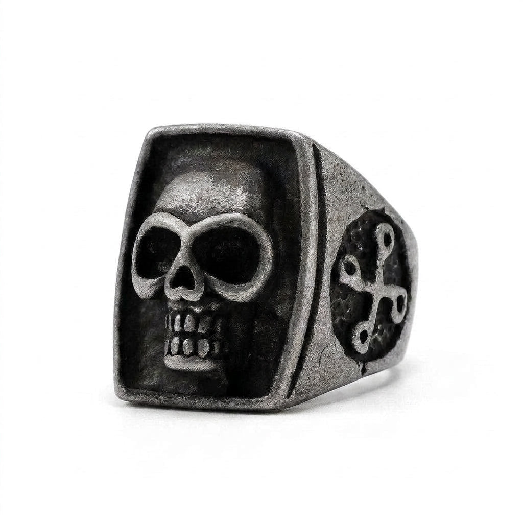 Stainless Steel Biker Ring - Fashion Simple 316L Stainless Steel Skull