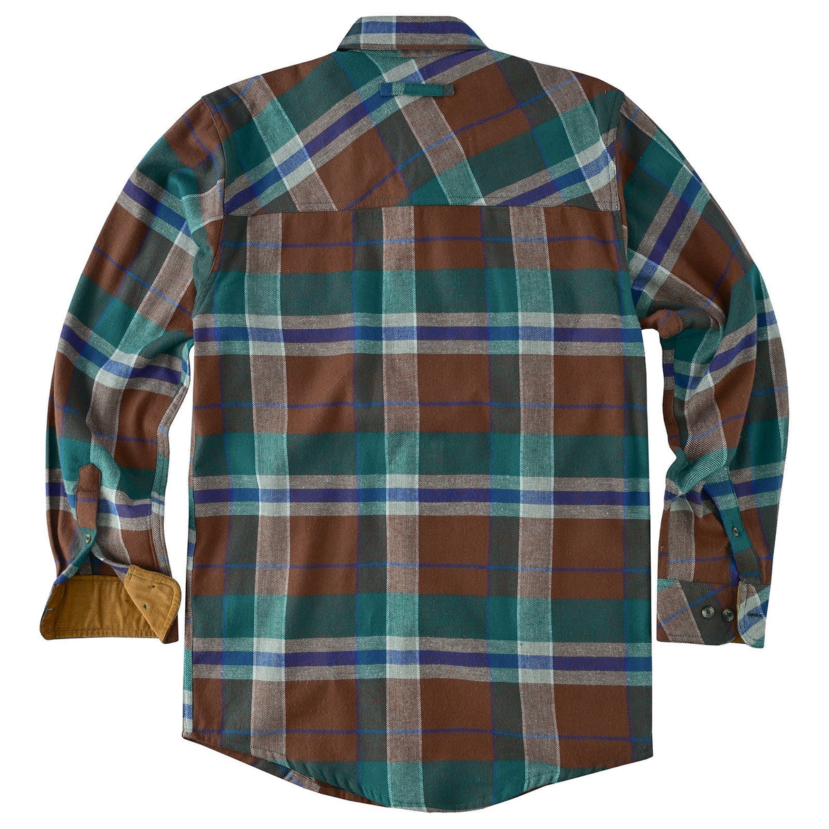 Men's Smoky Mountain Long Sleeve Plaid Button Down Casual Flannel Shirt, 100% Cotton, Corduroy Collar & Cuffs