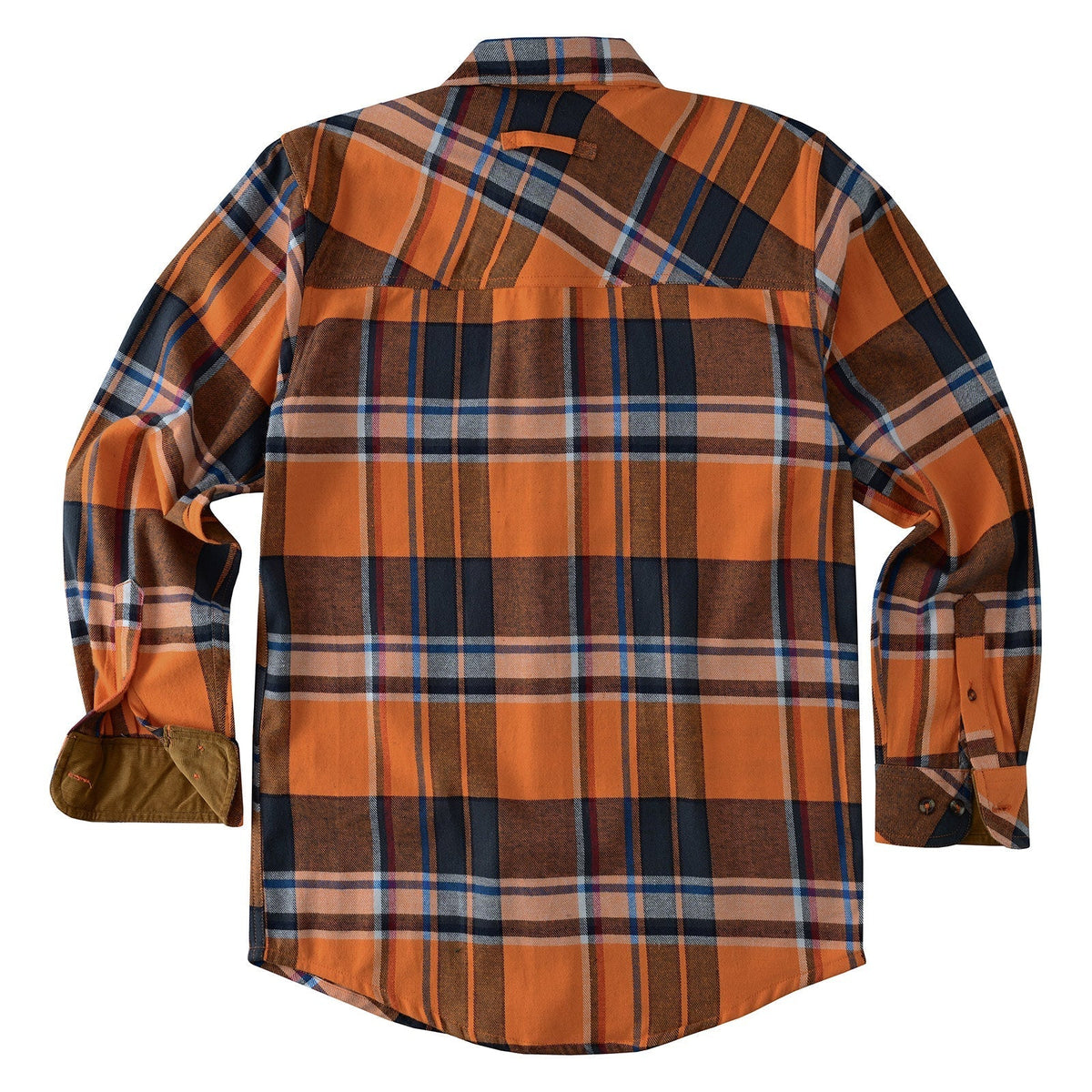 Men's Cobalt Long Sleeve Plaid Button Down Casual Flannel Shirt, 100% Cotton, Corduroy Collar & Cuffs