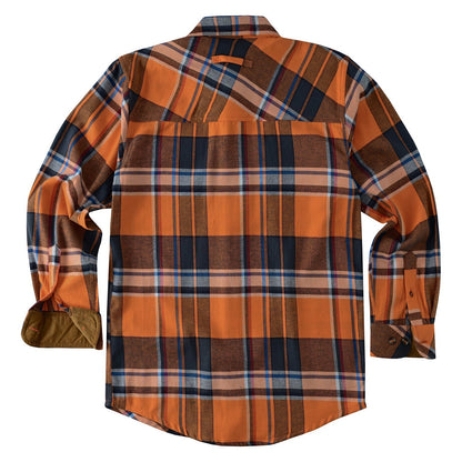 Men's Cobalt Long Sleeve Plaid Button Down Casual Flannel Shirt, 100% Cotton, Corduroy Collar & Cuffs