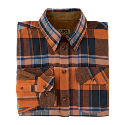 Men's Cobalt Long Sleeve Plaid Button Down Casual Flannel Shirt, 100% Cotton, Corduroy Collar & Cuffs