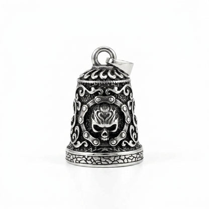 Stainless Steel Biker Ring - Skull Bell Charm Motorcycle Bells Decor M