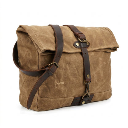 Leather Motorcycle Bag - Vintage Men Motorcycle Backpack Waterproof Ca