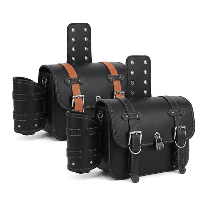 Leather Motorcycle Bag - Retro Fashion Motorcycle Saddle Bags Pouch St