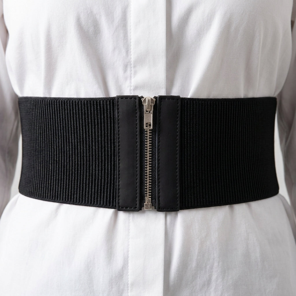 Zip Front Elastic Corset Belt — detail view