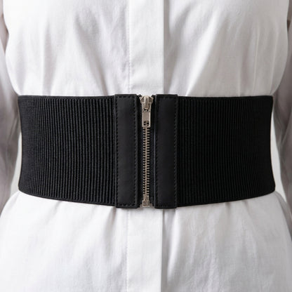 Zip Front Elastic Corset Belt — detail view