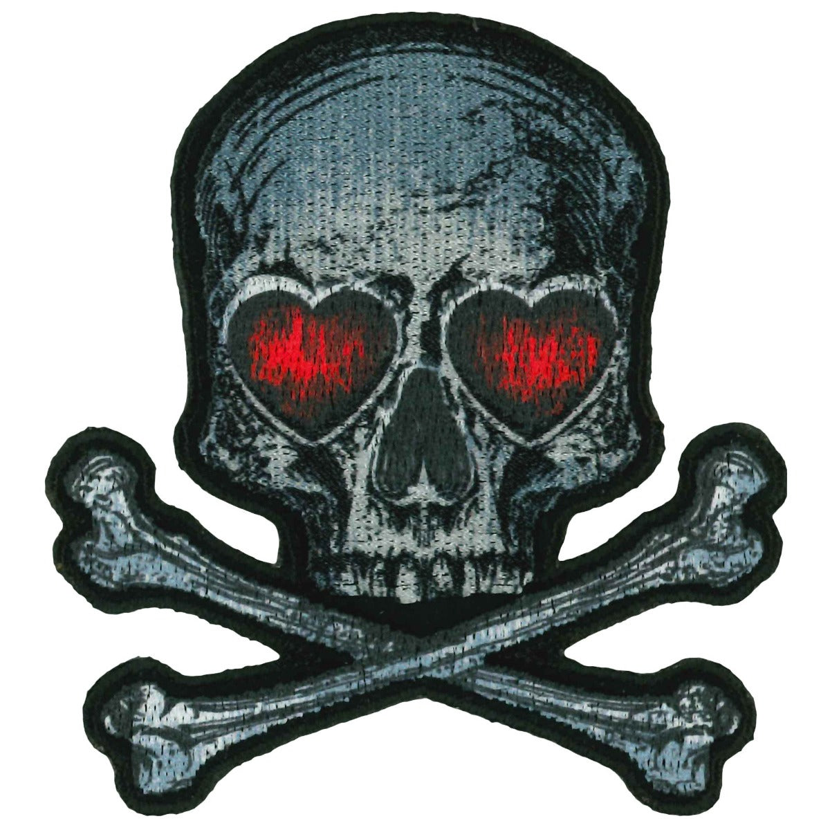 Hot Leathers 3.5" Skull Bones Heart Eyes Patch