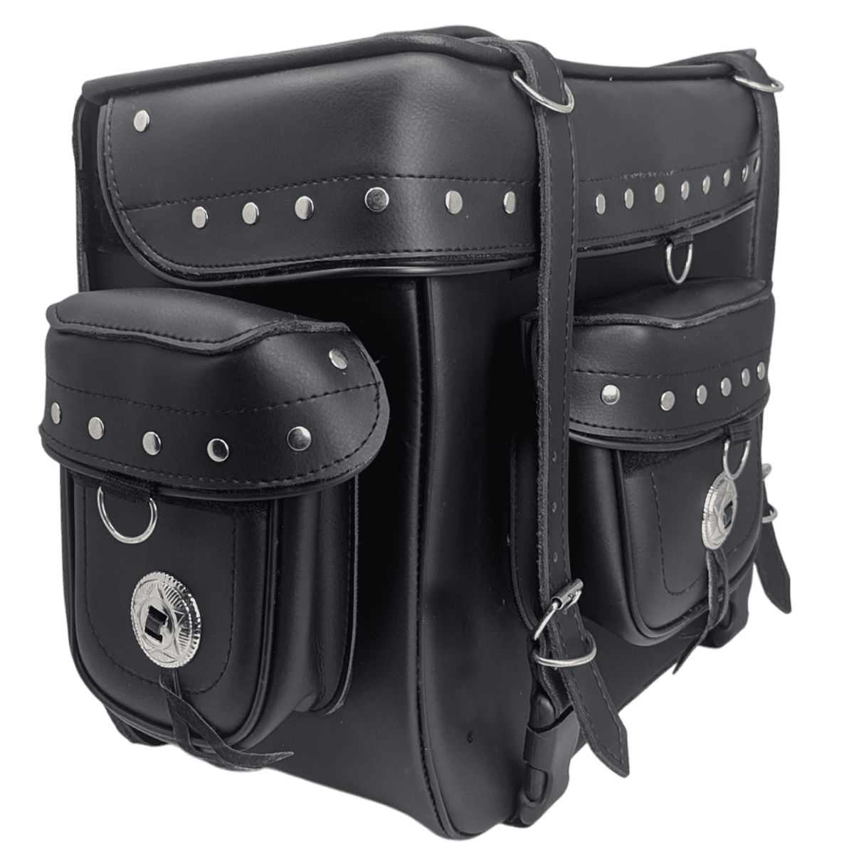 Vance Premium PVC Studded Motorcycle Sissy Bar Bag for Harley Motorcycles