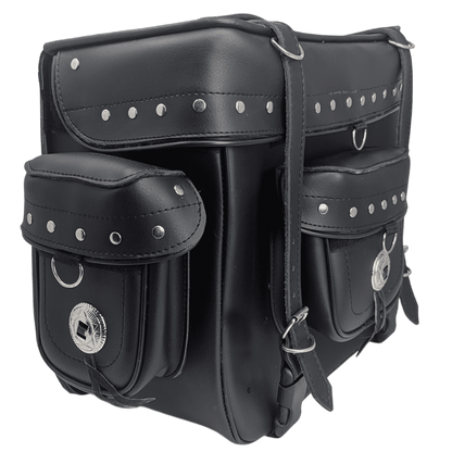 Vance Premium PVC Studded Motorcycle Sissy Bar Bag for Harley Motorcycles