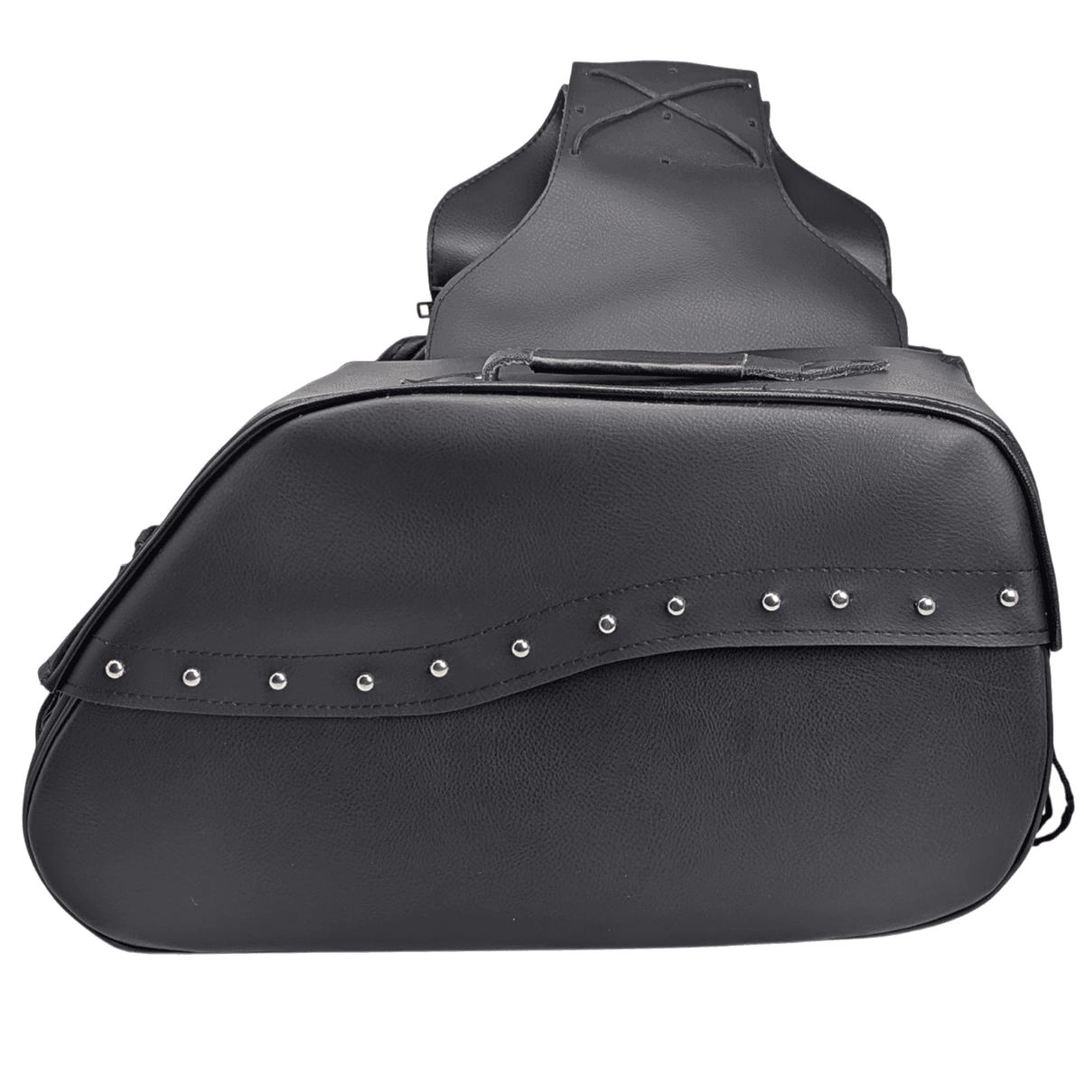 Vance Black Studded Motorcycle Saddlebags 30L Water-Resistant Fits Honda, Yamaha, Kawasaki, Indian, and Harley