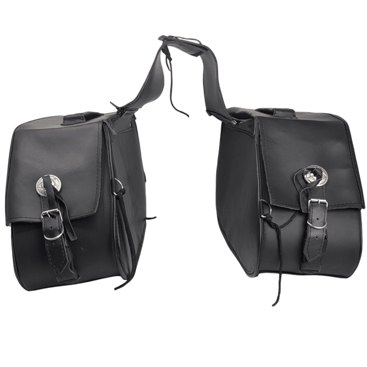 Vance Black Studded Motorcycle Saddlebags 30L Water-Resistant Fits Honda, Yamaha, Kawasaki, Indian, and Harley