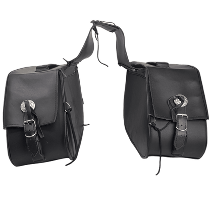 Vance Black Studded Motorcycle Saddlebags 30L Water-Resistant Fits Honda, Yamaha, Kawasaki, Indian, and Harley