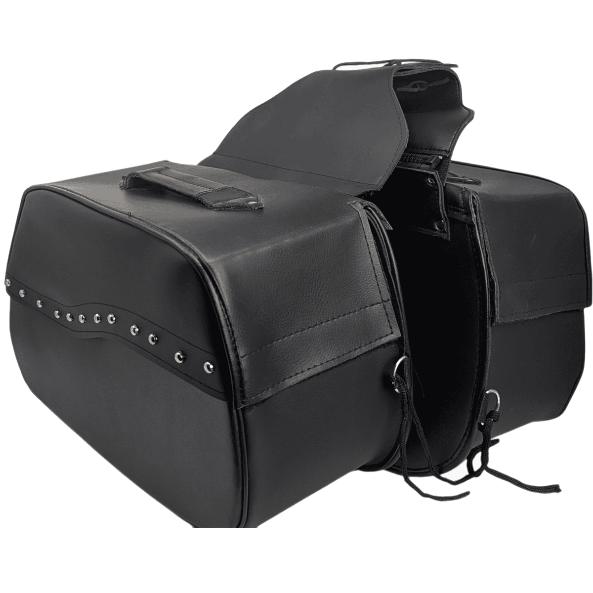 Vance Black Studded Motorcycle Saddlebags 30L Water-Resistant Fits Honda, Yamaha, Kawasaki, Indian, and Harley