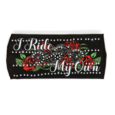 I ride my own Hot Leathers I Ride My Own Bandana Headband Wraps w/Rhinestones, adding a touch of sparkle to my biker style.